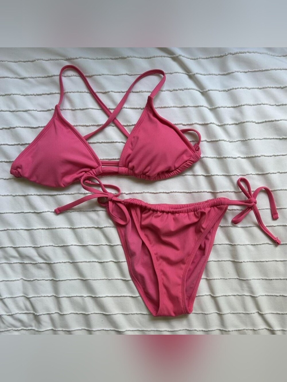 Shade & Shore Pink Ribbed Bikini Bottoms